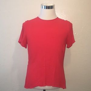 Michael Kors Coral Pink Orange Peplum Top Blouse Size L